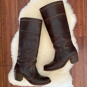 Frye Jane 14L Dark Brown Antique Leather Boots 7.5